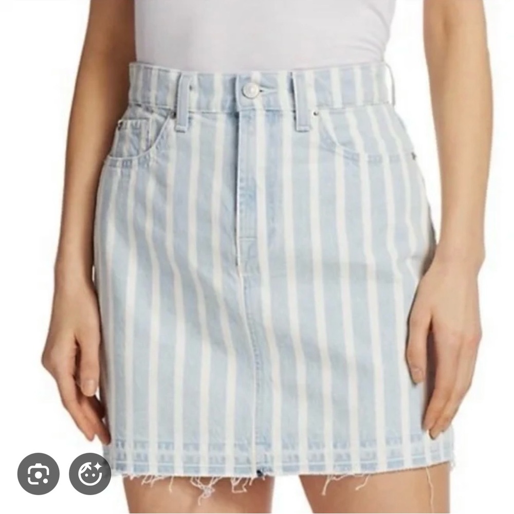7 For All Mankind Blue and White Striped Mini Skirt Size 31